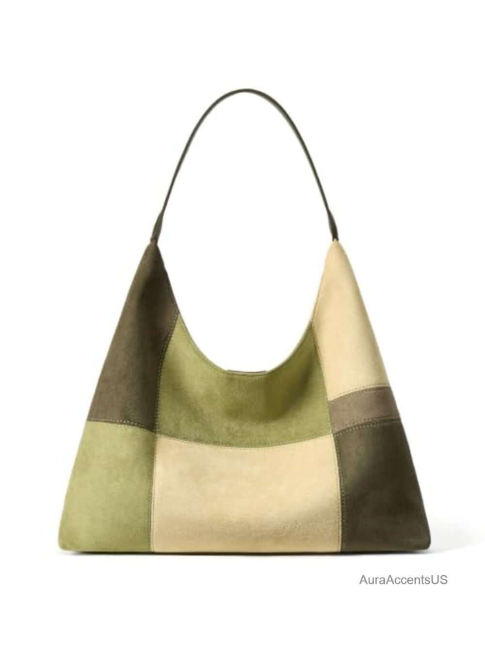 Faux Suede Hobo Bag Slouchy Patchwork Shoulder Handbag Purse